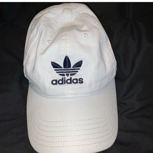 white and navy adidas hat